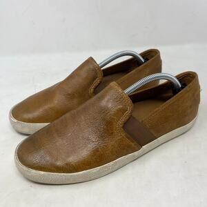 FRYE Shoes Brown Slip On Sneakers Distressed Leather Womens Size 8.5